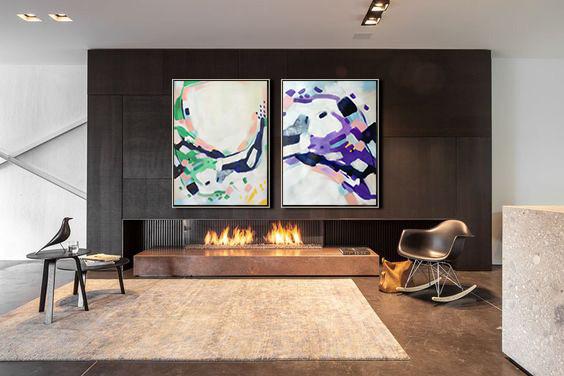 Set of 2 Abstract Painting #S118 - Click Image to Close